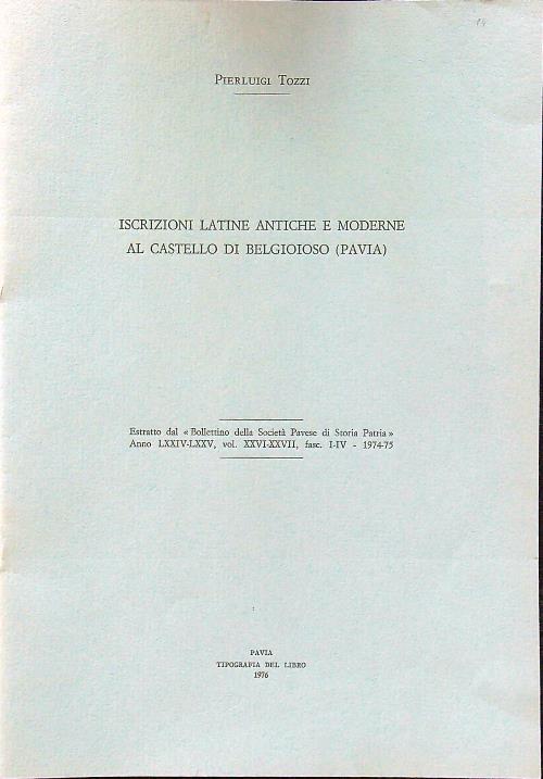 Iscrizioni latine antiche e moderne al castello di Belgioioso (estratto)