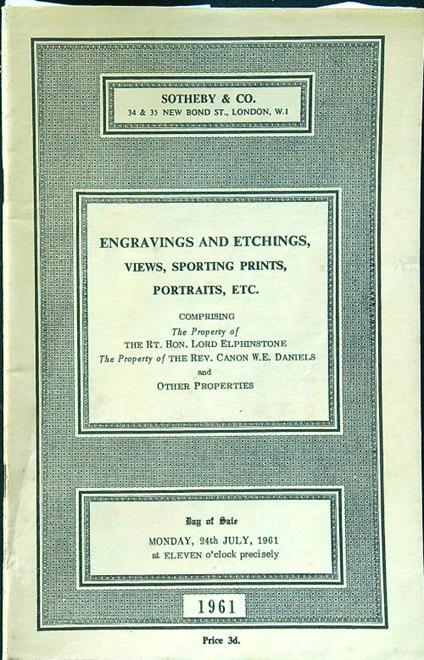 Engravings and etchings, view, sporting prints, portraits, etc. - copertina