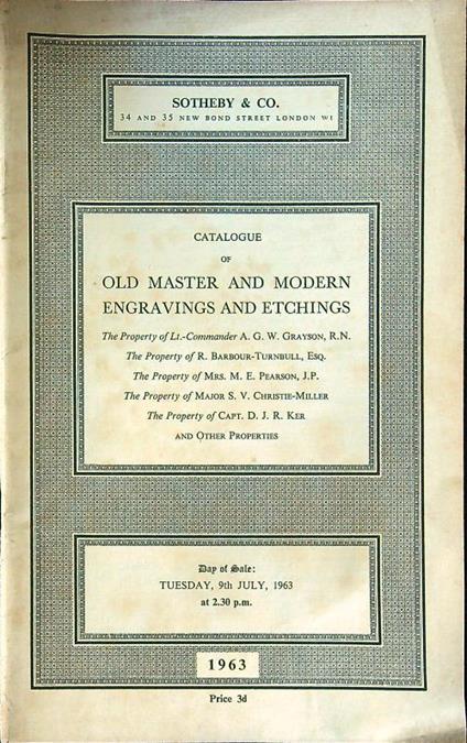 Catalogue of old master and modern engravings and etchings - copertina