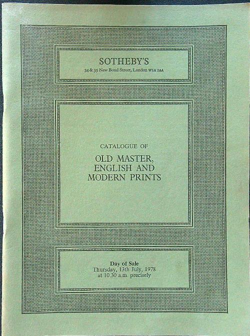 Catalogue of old master, english and modern printings