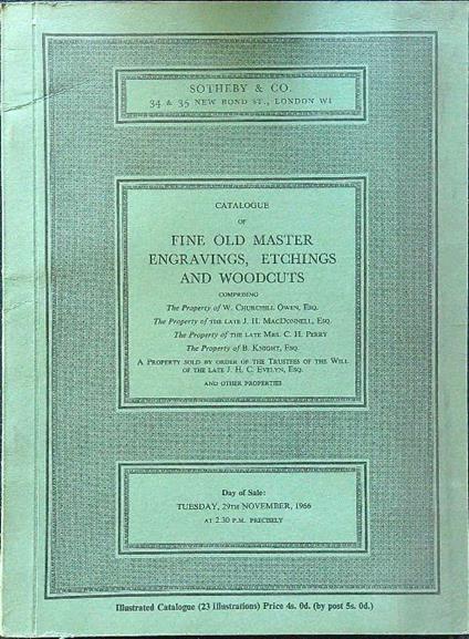 Catalogue of old master engravings, etchings and woodcuts 1966 - copertina
