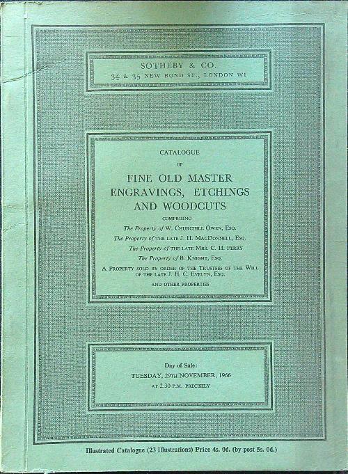 Catalogue of old master engravings, etchings and woodcuts 1966 - copertina