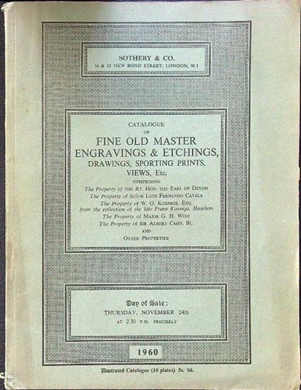 Catalogue of fine old master engravings and etchings, drawings, sporting prints, views, etc - copertina