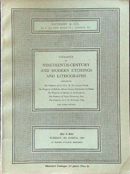 Catalogue of nineteenth-century and modern etchings and lithographs - copertina