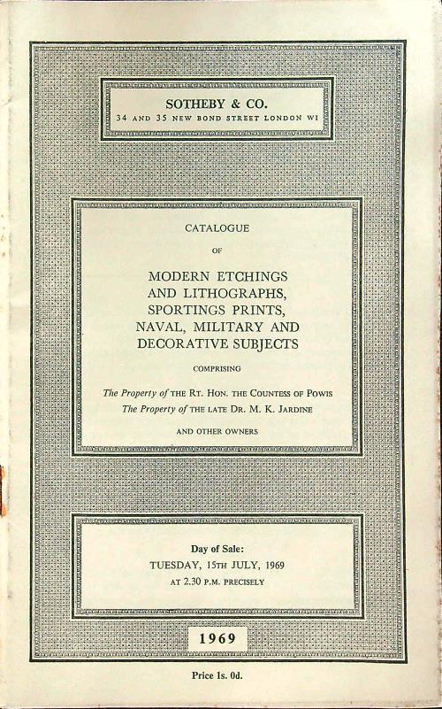 Catalogue of modern etchings and lithographs, sporting prints, naval, military and decorative subjects - copertina