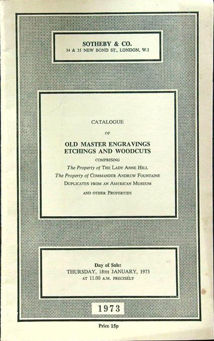 Catalogue of old master engravings etchings and woodcuts - copertina