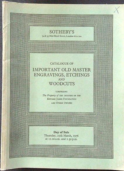 Catalogue of important old master engravings, etchings and woodcuts - copertina