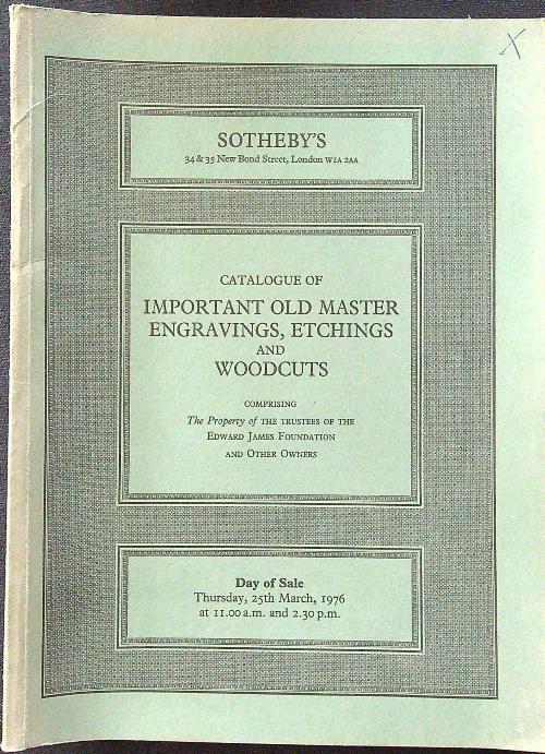 Catalogue of important old master engravings, etchings and woodcuts - copertina