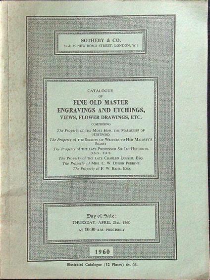 Catalogue of fine old master engravings and etchings, views, flower drawings, etc - copertina