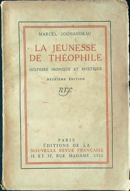 La jeunesse de Theophile - Marcel Jouhandeau - copertina