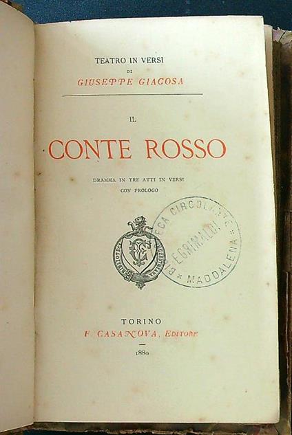 Il Conte Rosso - Giuseppe Giacosa - copertina