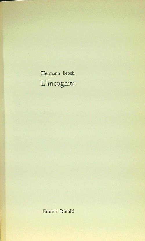 L' incognita - Hermann Broch - copertina