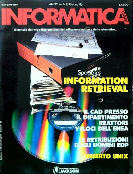 Informatica oggi Anno 6 - N. 18 Giugno '86 - copertina