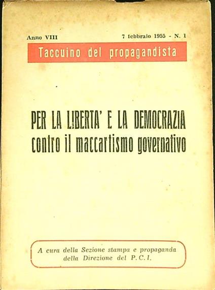 Per la libertà e la democrazia contro il maccartismo governativo - copertina
