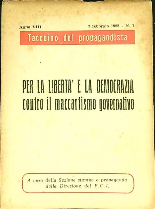 Per la libertà e la democrazia contro il maccartismo governativo - copertina