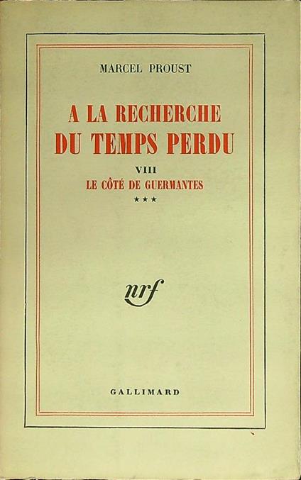 A la recherche du temps perdu VI: Le cotè de Guermantes 3VV - Marcel Proust - copertina