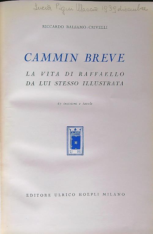 Cammin breve - Riccardo Balsamo Crivelli - copertina