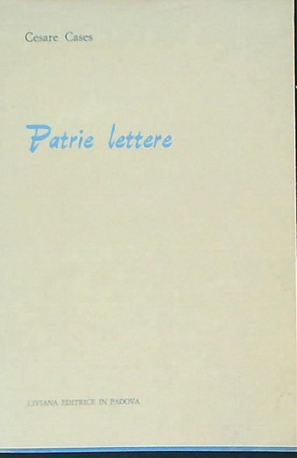 Patrie lettere - Cesare Cases - copertina