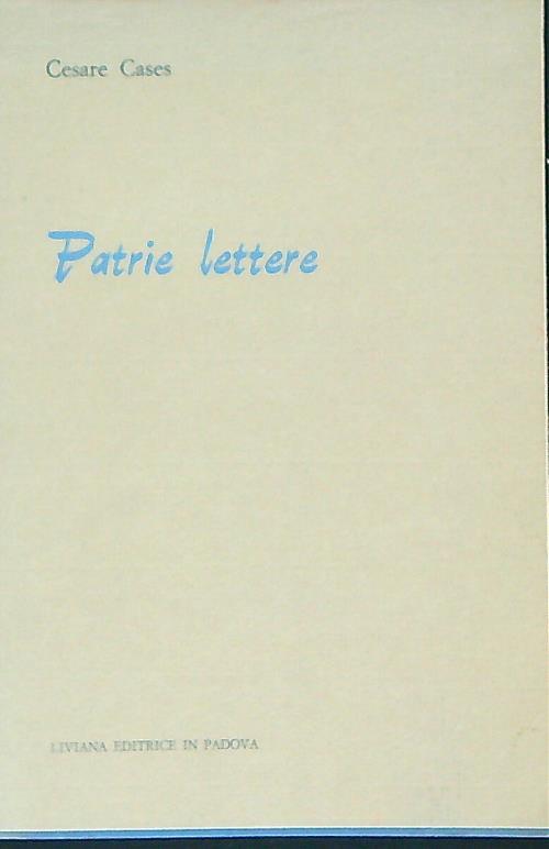 Patrie lettere - Cesare Cases - copertina