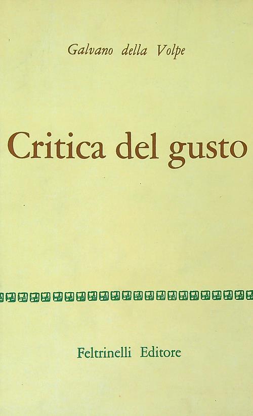 Critica del gusto - Galvano Della Volpe - copertina