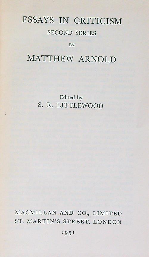 Essays in Criticism. Second Series