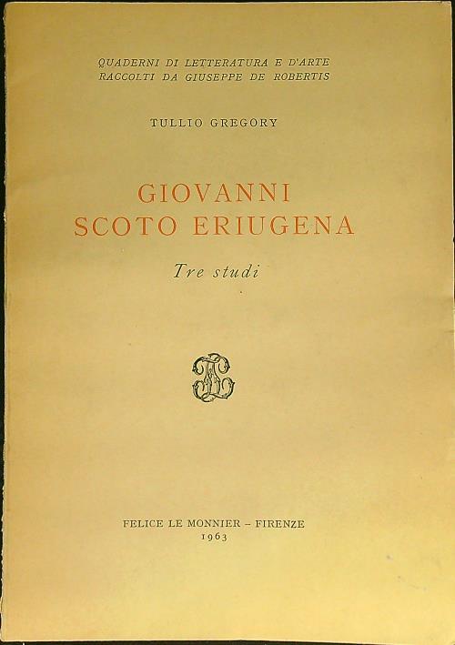 Giovanni Scoto Euriugena - Tullio Gregory - copertina