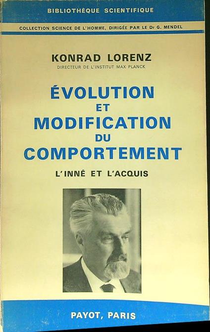 Evolution et modification du comportement - Konrad Lorenz - copertina