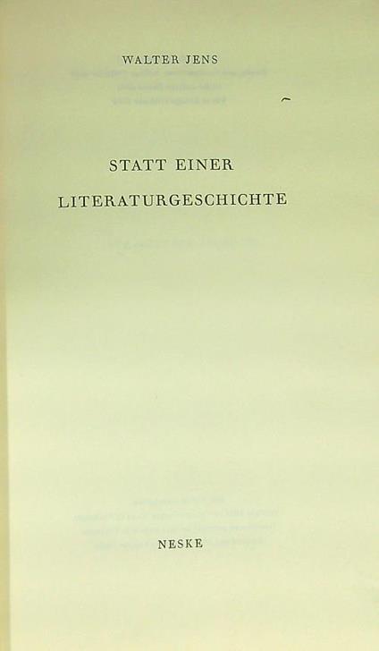 Statt einer literaturgeschichte - Walter Jens - copertina