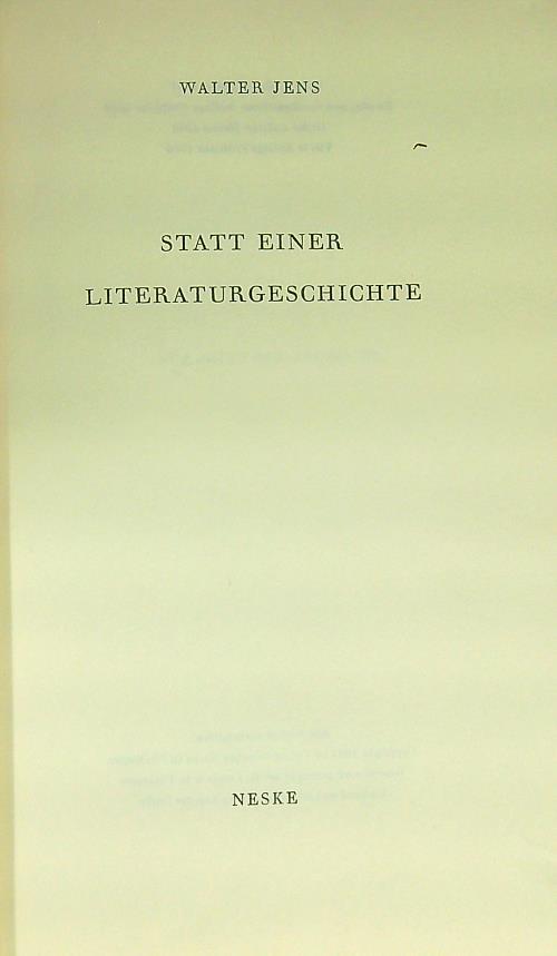 Statt einer literaturgeschichte