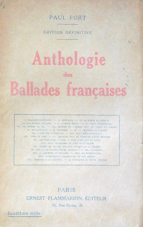 Anthologie des Ballades françaises