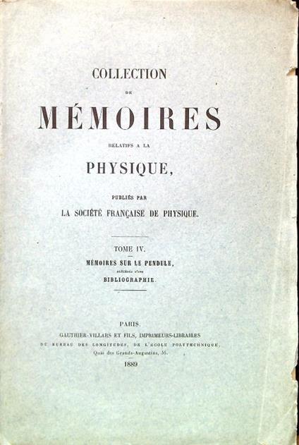 Collection de Memoires relatifs a la physique. Tome IV - copertina