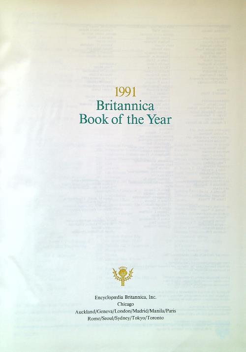 Encyclopaedia Britannica 1991 Book of the Year. Events of 1990