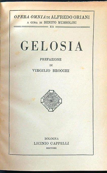 Gelosia - Alfredo Oriani - copertina