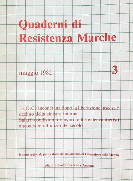 Quaderni di resistenza Marche 3/maggio 1982 - copertina