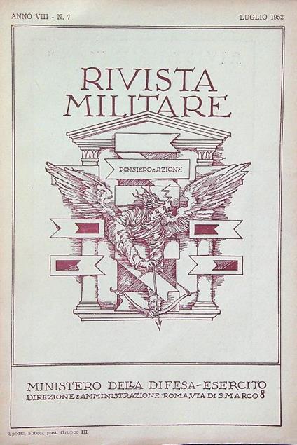 Rivista militare 7/luglio 1952 - copertina