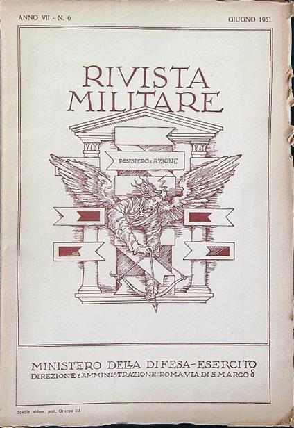 Rivista militare 6/giugno 1951 - copertina