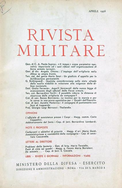Rivista militare 4/aprile 1956 - copertina