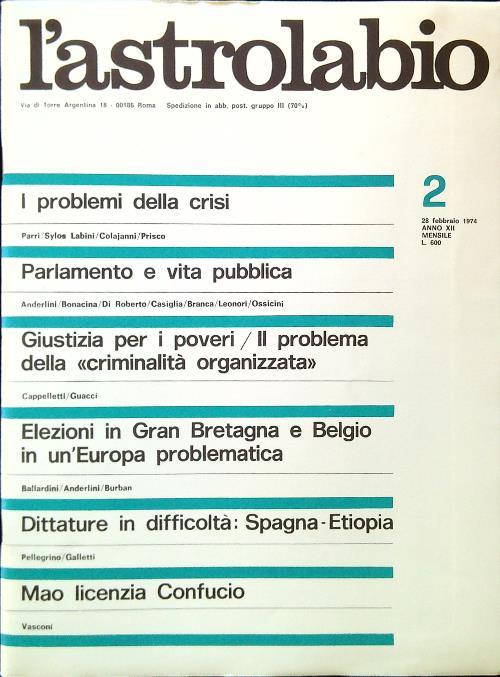 L' astrolabio N. 2/28 Febbraio 1974 - copertina