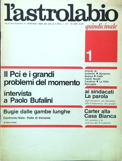 L' astrolabio N. 1/14.1.1977 - copertina