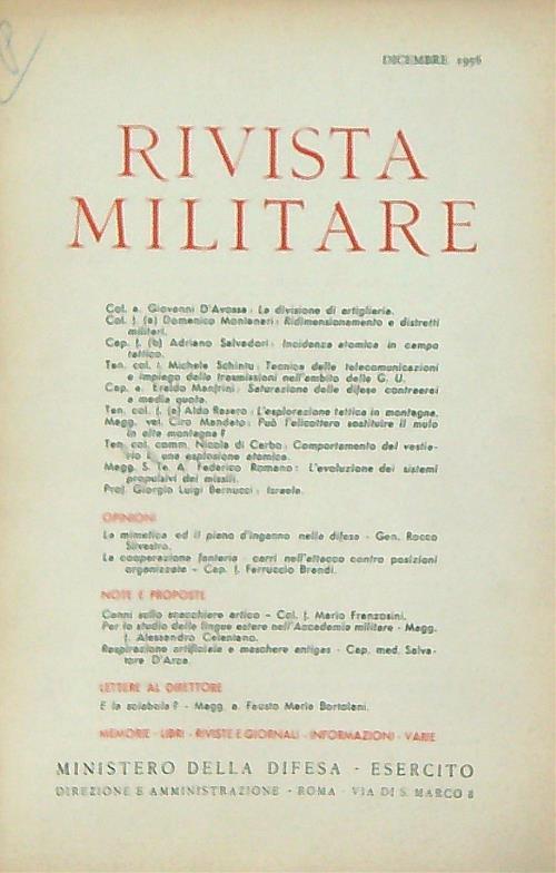 Rivista militare 12/dicembre 1956