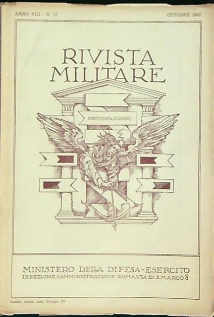 Rivista militare 10/ottobre 1952 - copertina