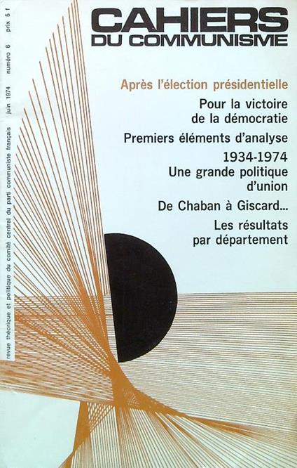 Cahiers du communisme N. 6/Juin 1974 - copertina