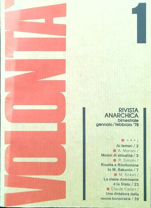 Volontà - Anno XXXII n. 1/Gennaio Febbraio 1978