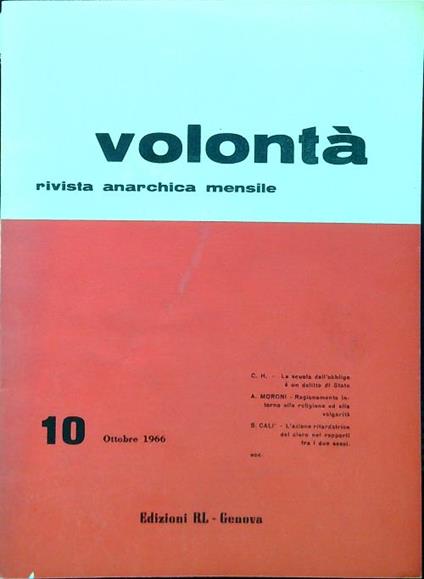 Volontà - Anno XIX n. 10/Ottobre 1966 - copertina