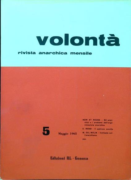 Volontà - Anno XVIII n. 5/Maggio 1965 - copertina