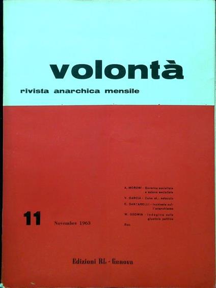 Volontà - Anno XVI n. 11/Novembre 1963 - copertina