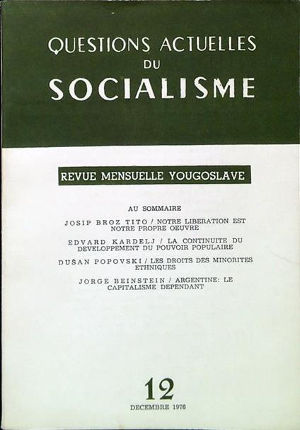 Questions actuelles du Socialisme N. 12 - Decembre 1976 - copertina