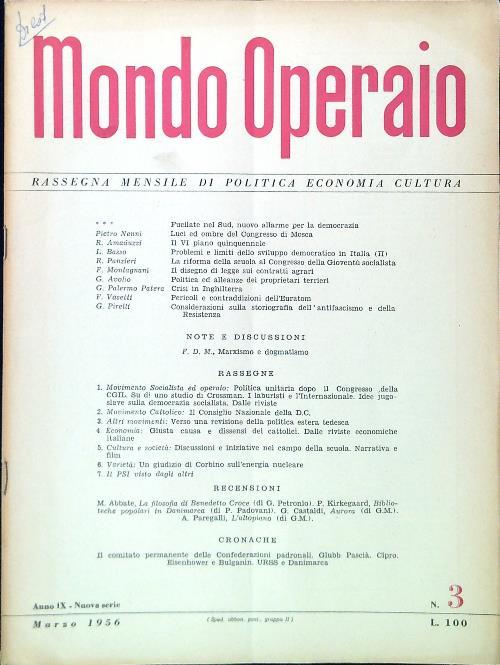 Mondo Operaio Anno IX, N. 3/Marzo 1956