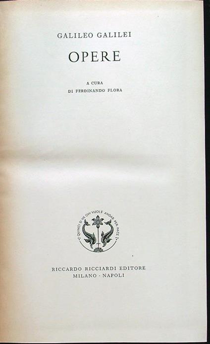 Opere - Galileo Galilei - copertina