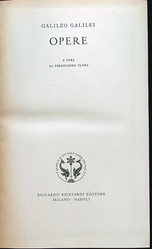 Opere - Galileo Galilei - copertina